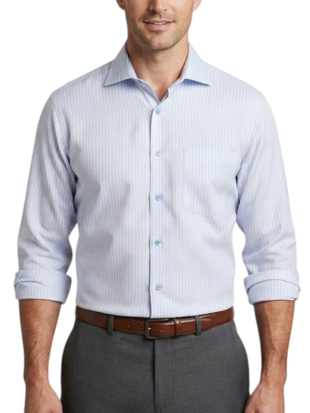 KIRKLAND SIGNATURE Blue Non Iron Button Down Dress Shirt Corporate Sleek 16/33